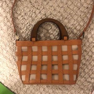 Anthropologie woven mini tote bag.